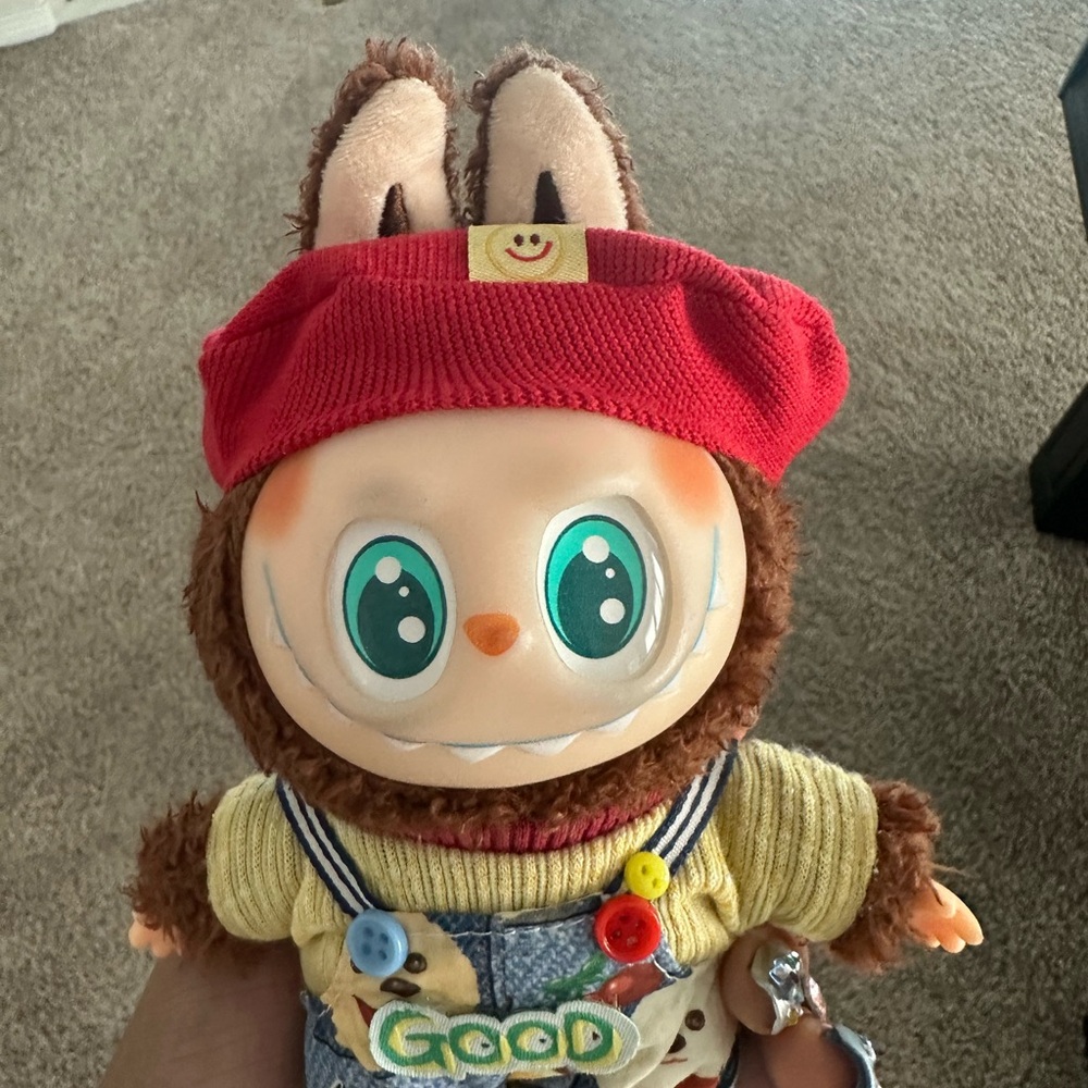 Adorable Brown Plush Toy with Red Hat